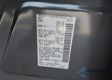 2014 Infiniti Qx60 from USA, damaged, VIN 5N1AL0MM6EC540477